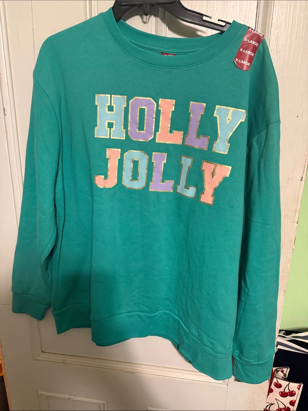 Teal 'Holly Jolly' Pullover Sweatshirt